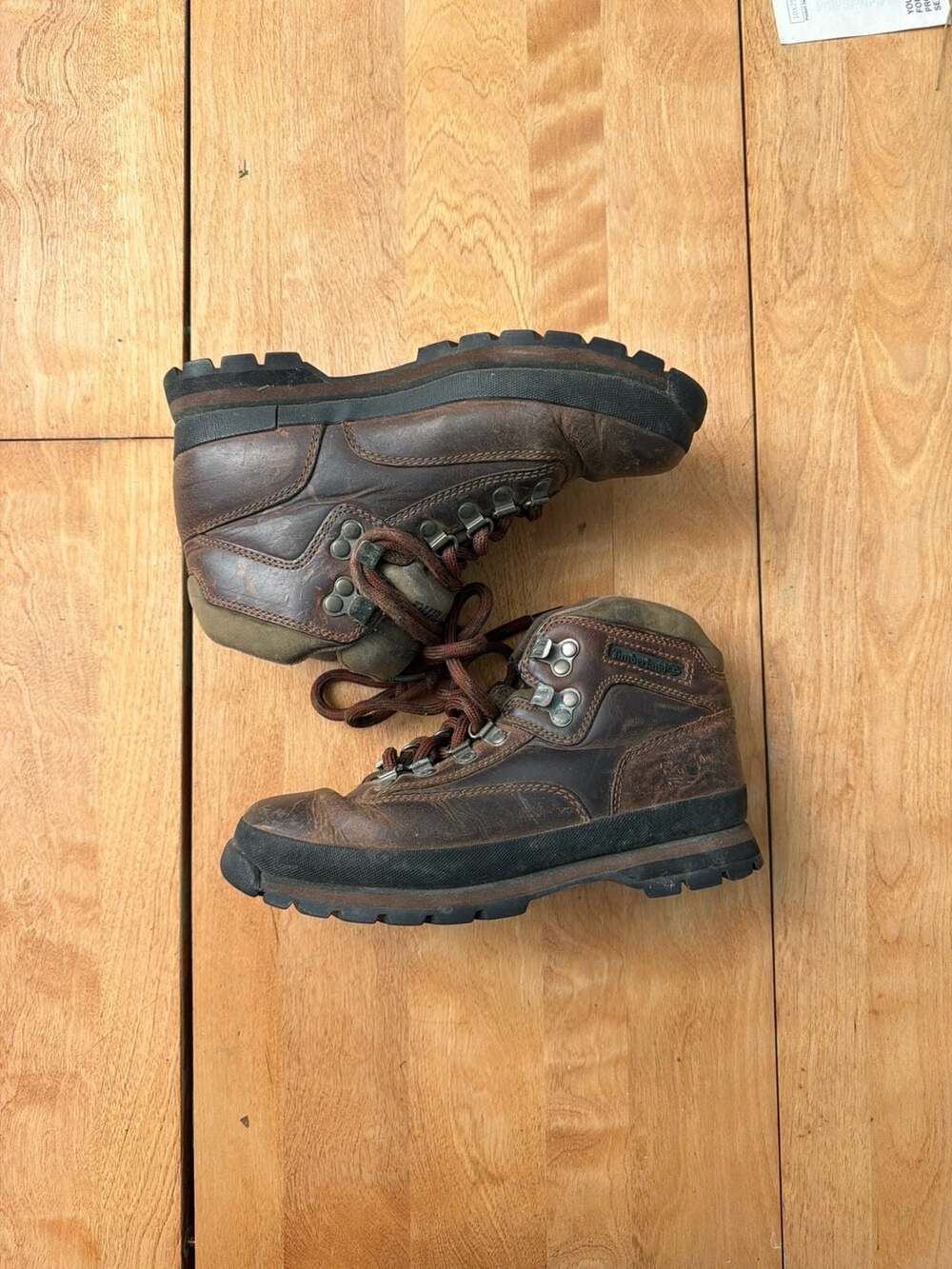 Vintage Timberland Euro Hiker Brown Leather Ankle Hiking Boots